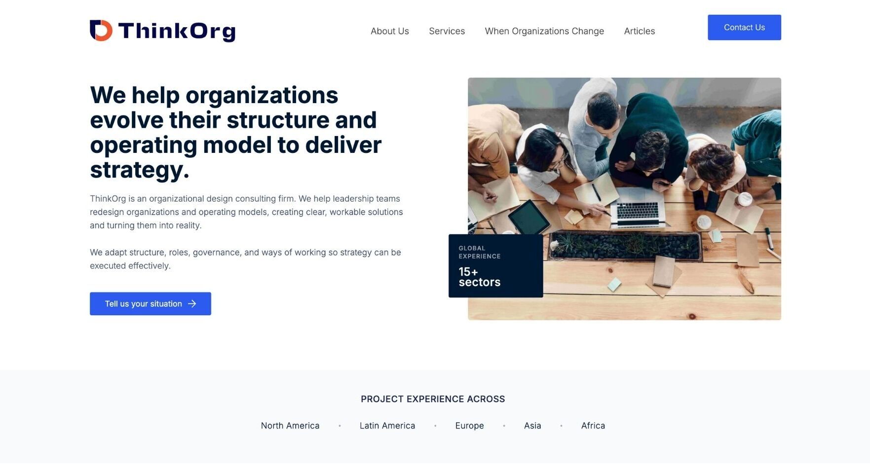 Website ThinkOrg depois do redesign