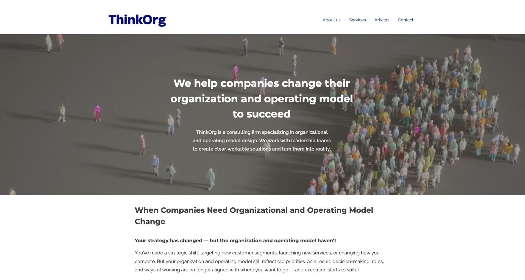Website ThinkOrg antes do redesign